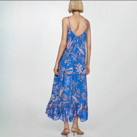 Mango Long Floral Print Dress Sz M - Picture 3 of 11